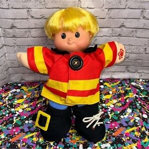 Fisher Price Little People 2004 EDDIE FIREMAN Talking Learning Dress Plush Doll